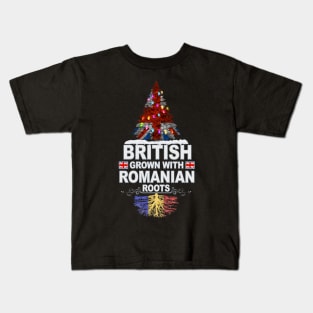 British Grown With Romanian Roots - Gift for Romanian With Roots From Romania Kids T-Shirt